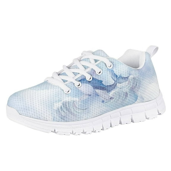 Pzuqiu Dolphin Tennis Shoes Girls Size 5 Big Kid Breathable Running Sneakers Lightweight Athletic Walking Shoes Outdoor Sport Shoes