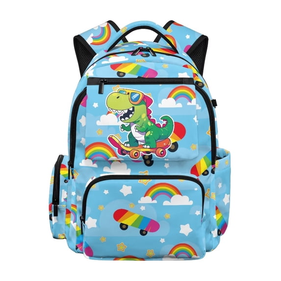 Pzuqiu Dragon Rainbow Kids Backpack 16 Inch Large Capacity School Bag Breathable Padded Shoulder Strap Bookbag for Boys Girls Ages 6-12 Lightweight Travel Daypack