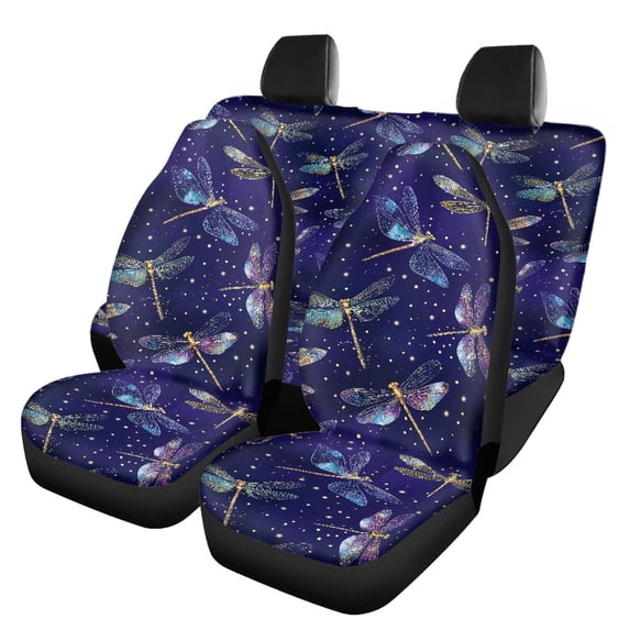 Pzuqiu Dragonfly Pattern Car Seat Covers 3 Pieces Car Seat Covers Set Breathable Full Set Suitable for Trucks Cars