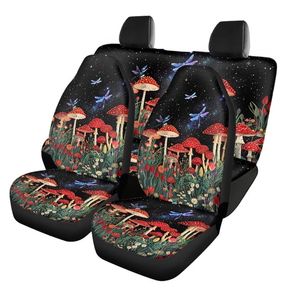 Pzuqiu Dragonfly and Mushrooms Car Seat Cover Full Set, for SUV Seats Vehicle Seats Sedan Seats Suitable for Truck Trucks