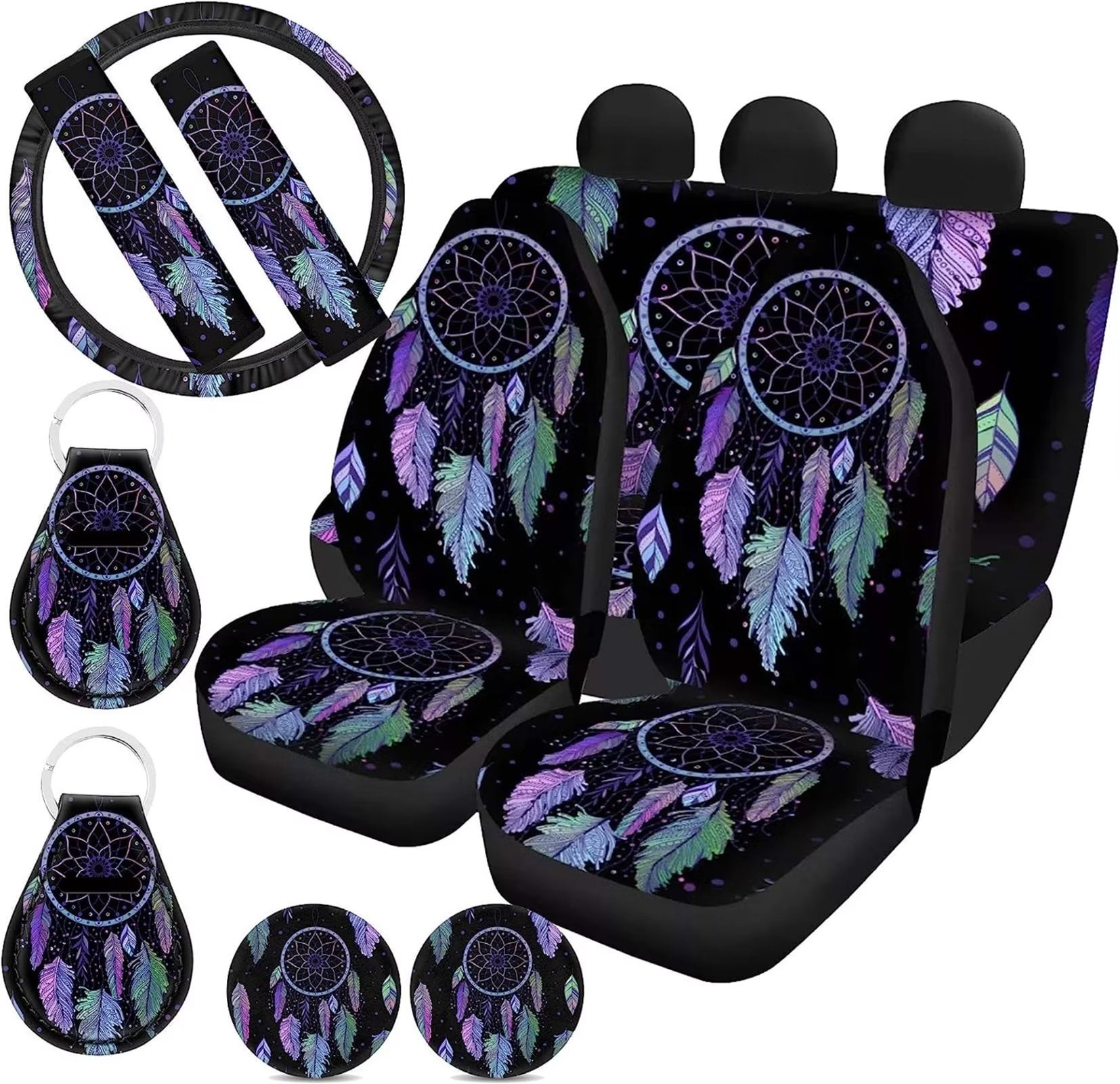  Uourmeti Bat Gothic Car Accessories Car Seat Covers and  Steering Wheel Cover Full Set License Plate Frames Seat Belt Cushion  Keyring Keychain Witchy Colorful Universal Car Decor Gift for Car Lovers 