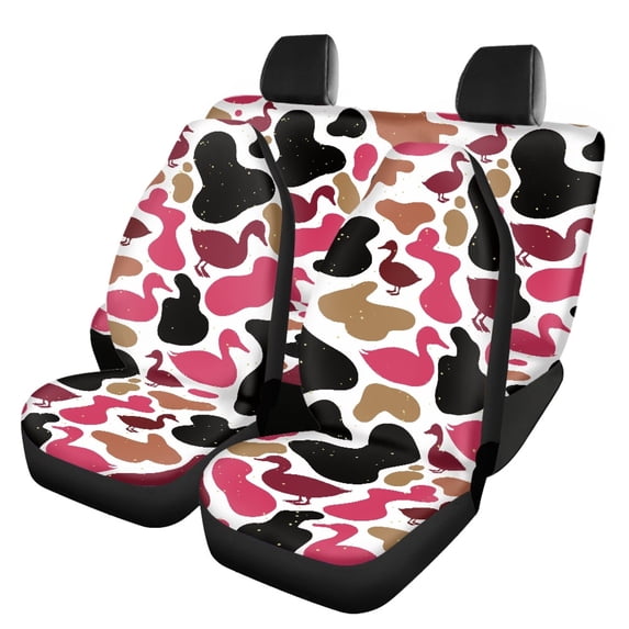 Pzuqiu Duck Camo Pattern Front Seat Cover 3 PCS, Car Seat Covers Polyester Full Backrest Auto Decor for Truck Trucks Station Wagon