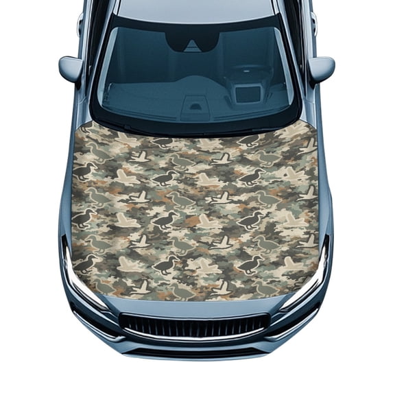 Pzuqiu Duck Camouflage Pattern Can be Washed Car Hood Cover Stretch Fabric Car Hood Cover Protector, Automotive Hoods Covers Anti-Aging for Trucks SUV Sedans