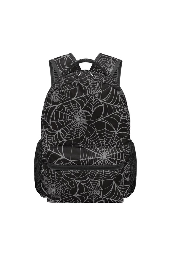 Durable School Bag, Spider Web Design Polyester Sturdy Backpack Water Resistant School Backpack for Camping Travel Camping Trips