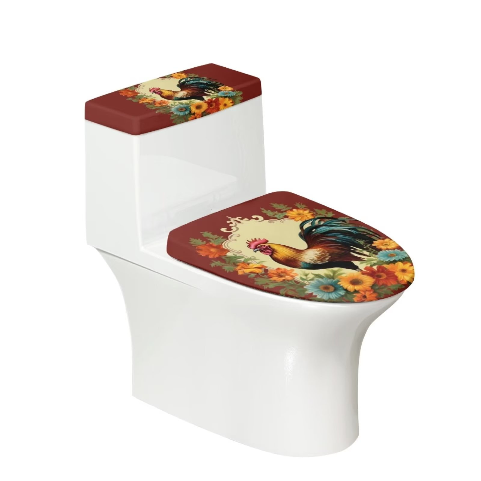 Pzuqiu Durable Toilet Tank Cover Sets for Bathroom Toilet Seat Lid