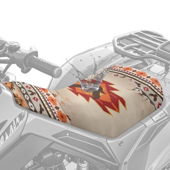 Pzuqiu Eagle ATV Seat Protector, Polyester Waterproof Elastic ATV Seat Cover for Outdoor Off Road
