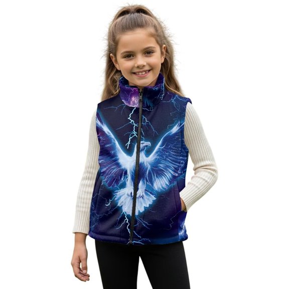 Pzuqiu Eagle Kids Outerwear Vest Casual Clothes for Boys 7-8 Lightweight Comfortable Zipper Winter Sleeveless Jacket with Pockets Practical Fall Outerwear Versatile for Boys