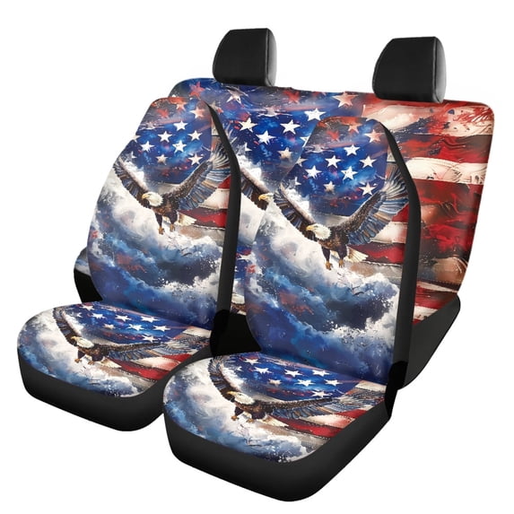 Pzuqiu Eagle Seat Protection Cover Full Set Car Seat Covers Full Set, Fashion Easy to Install Front and Rear Seat Cover Set Fit for Sedans Cars SUV