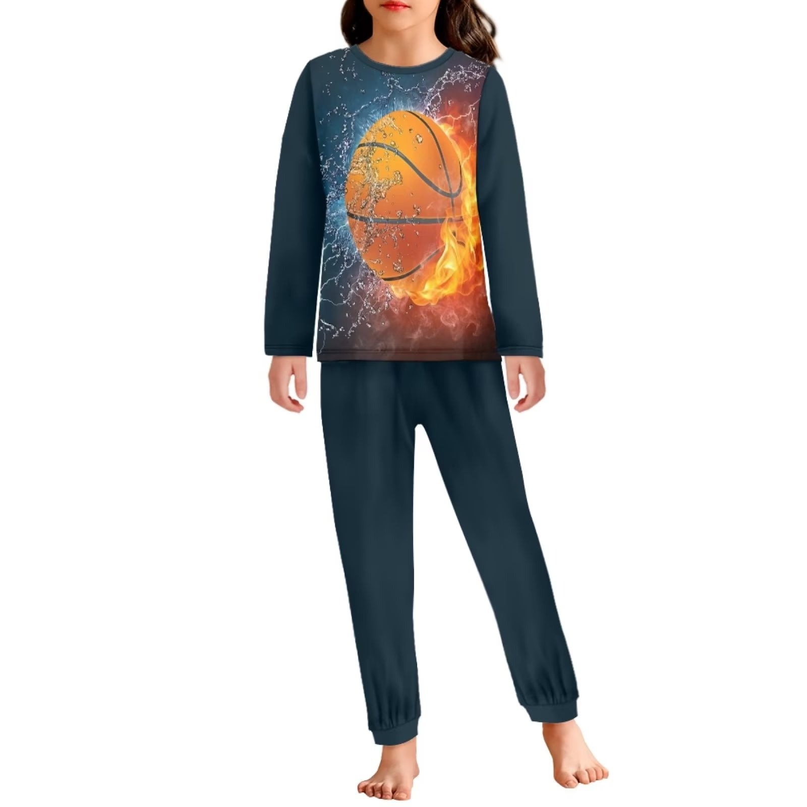 Pzuqiu Elastic Pajama Pants Basketball Print Cozy Up Sleep Clothes