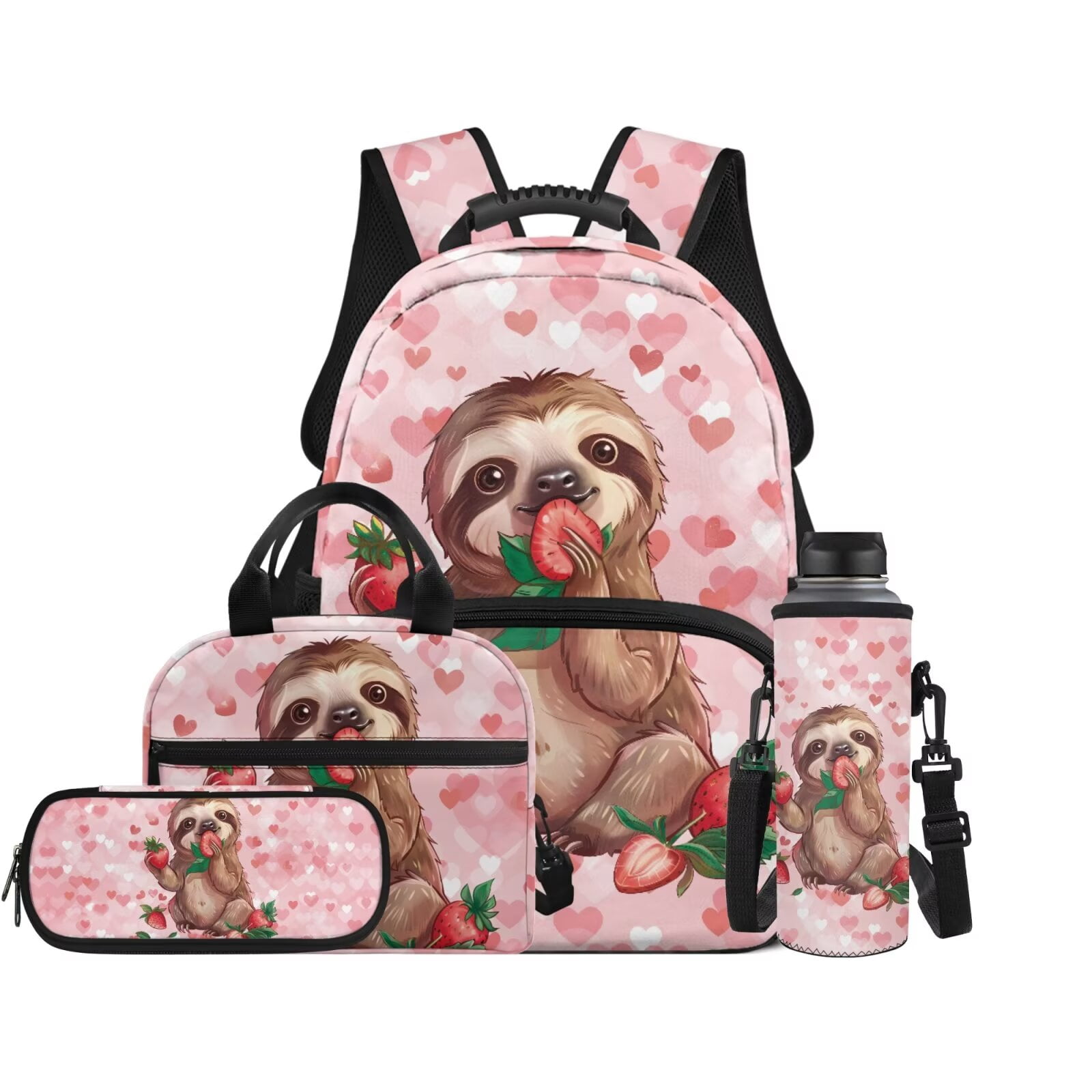 Pzuqiu Flag Wolf School Backpack for Boys 4 pcs Students Book Bag Schoolbags Preschool Back Packs with Lunch Box Pencil Case Water Bottle Holder for Boys Back to School