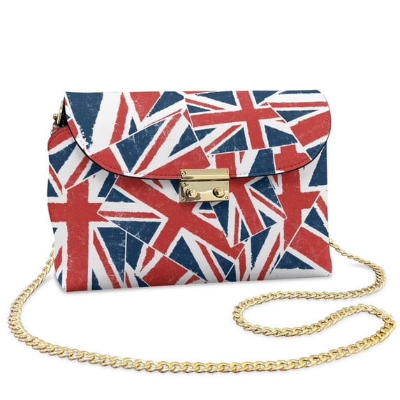 Pzuqiu Flag Women Leather Crossbody Bag Versatile Exquisite Leather Quilted Shoulder Bag with Chain Strap for Women Craftsmanship Vintage Practical for Teen Girls-Women