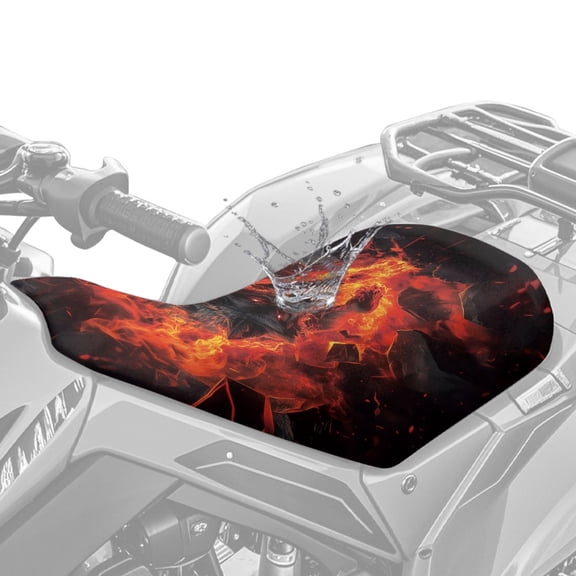 Pzuqiu Flame Wolf Four Wheeler Seat Protector, Waterproof Stretch Fit Seat Cushion Cover for ATV Anti-Wear for Polaris CFMOTO Sportsman Can-Am Arctic Cat