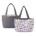thumbnail image 1 of Pzuqiu Floral Butterfly Print Large Capacity Quilted Tote Bag Women Soft Lightweight Work Tote Bag for Travel Daily Casual Puffer Shoulder Handbag for Everyday Use, 1 of 7