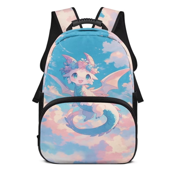 Pzuqiu Flower Dragon Kids Backpack for Students Age 6-18 Breathable Large Capacity 17 Inch Schoolbag for Preschool Elementary Middle High School Back to School Travel Use