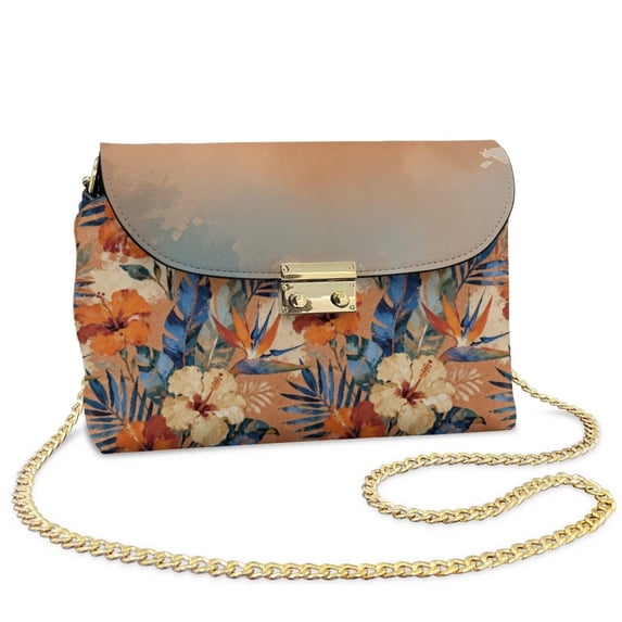 Pzuqiu Flowers Women Leather Crossbody Bag Trendy Craftsmanship Leather Quilted Shoulder Bag with Chain Strap Lightness Practical Fashion for Party and Special Occasions