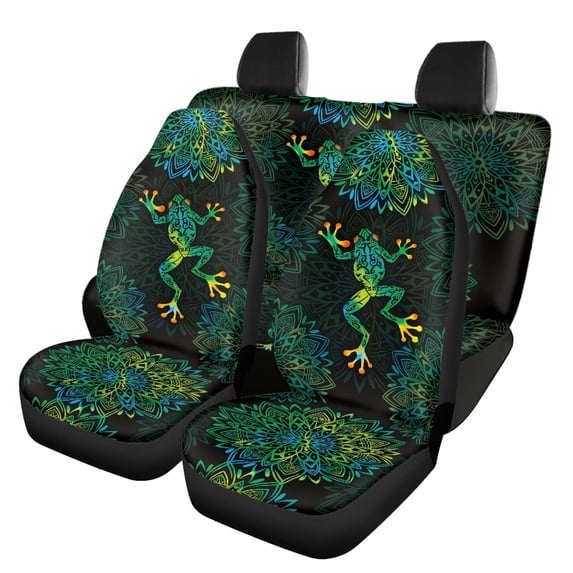Pzuqiu Frog Mandala Car Seat Covers Full Set 3 PCS Seat Covers for Cars Easy to Install Breathable Suitable for Truck Sedans