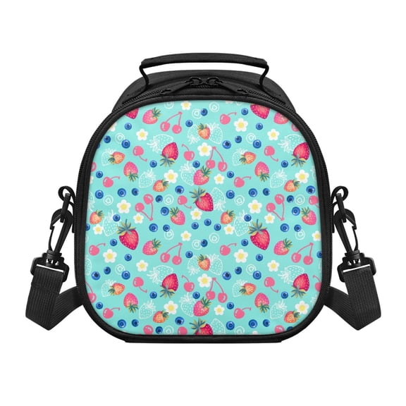 Pzuqiu Fruit Floral Pattern Lightweight Kids Lunch Bag, Large Capacity Insulated Kids Insulated Lunch Bag, Detachable Shoulder Strap Thermal Lunch Bag