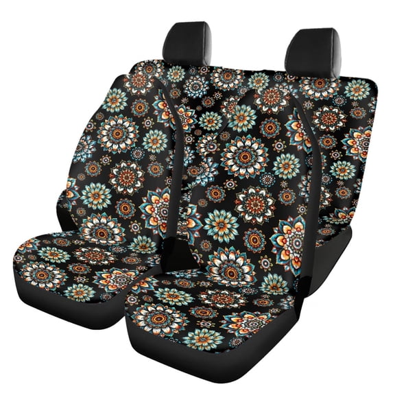 Pzuqiu Full Set Seat Covers for Cars, Compatible with Sedan Seats SUV Seats, Car Seat Covers for Trucks Sedans Anti-Slip, Datura Pattern