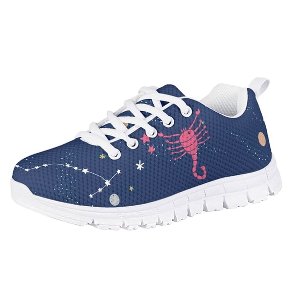 Pzuqiu Galaxy Scorpion Big Kids Tennis Shoes Girls Size 2 Lace Up Sports Shoes Breathable Running Sneakers Lightweight Walking Shoes