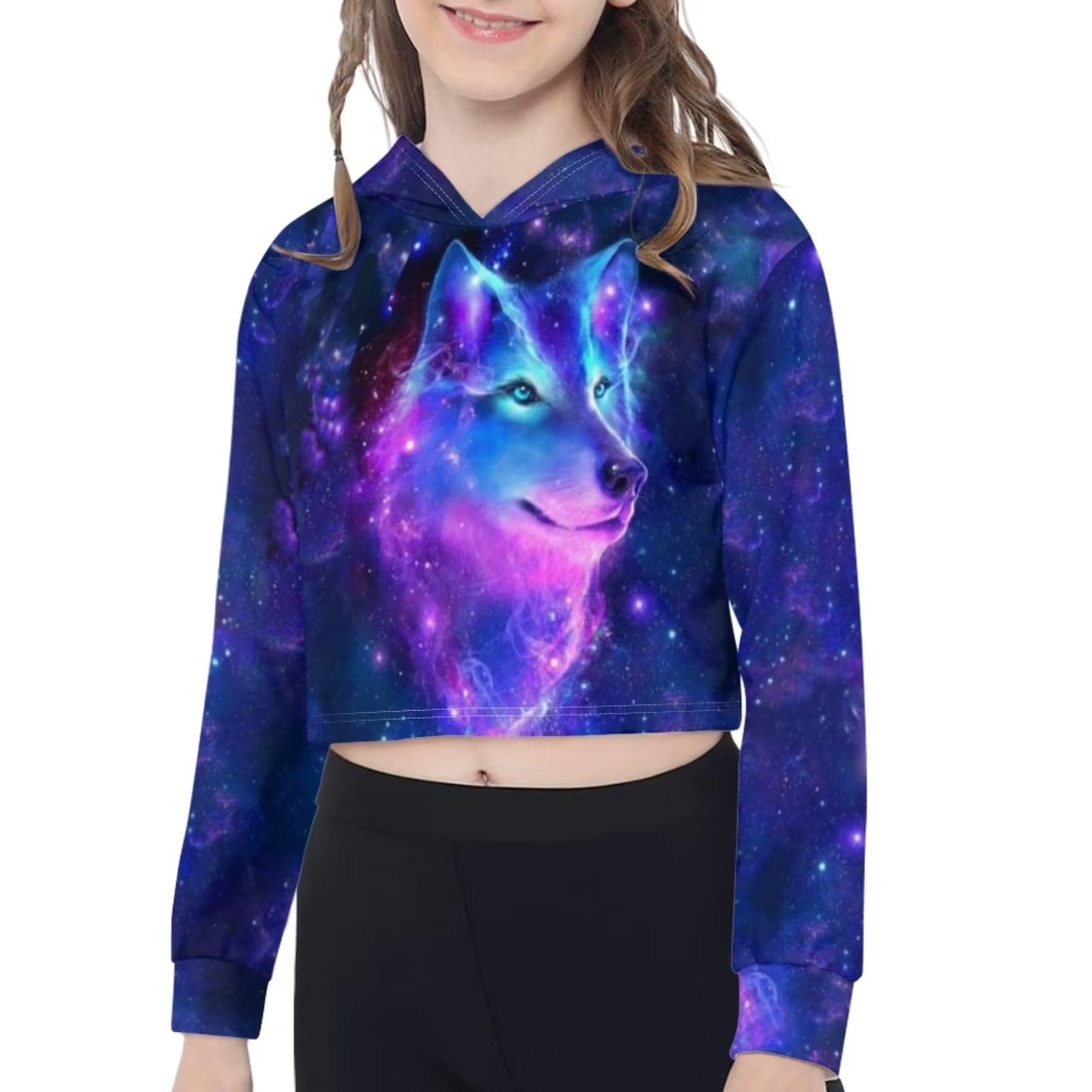 Galaxy crop top top hoodie