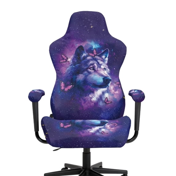 Pzuqiu Galaxy Wolf Gaming Chair Cover Gaming Chair Covers Slipcovers 4 Pieces Stretch Fabric Machine Washable Gaming Chair Accessories Suitable for All Seasons Butterfly