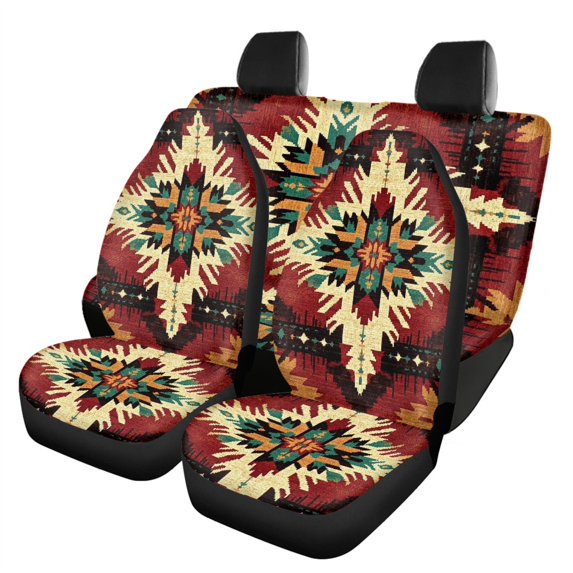 Pzuqiu Geometric Star Full Set Car Seat Covers Full Set, Protect Interior Fit for Cars