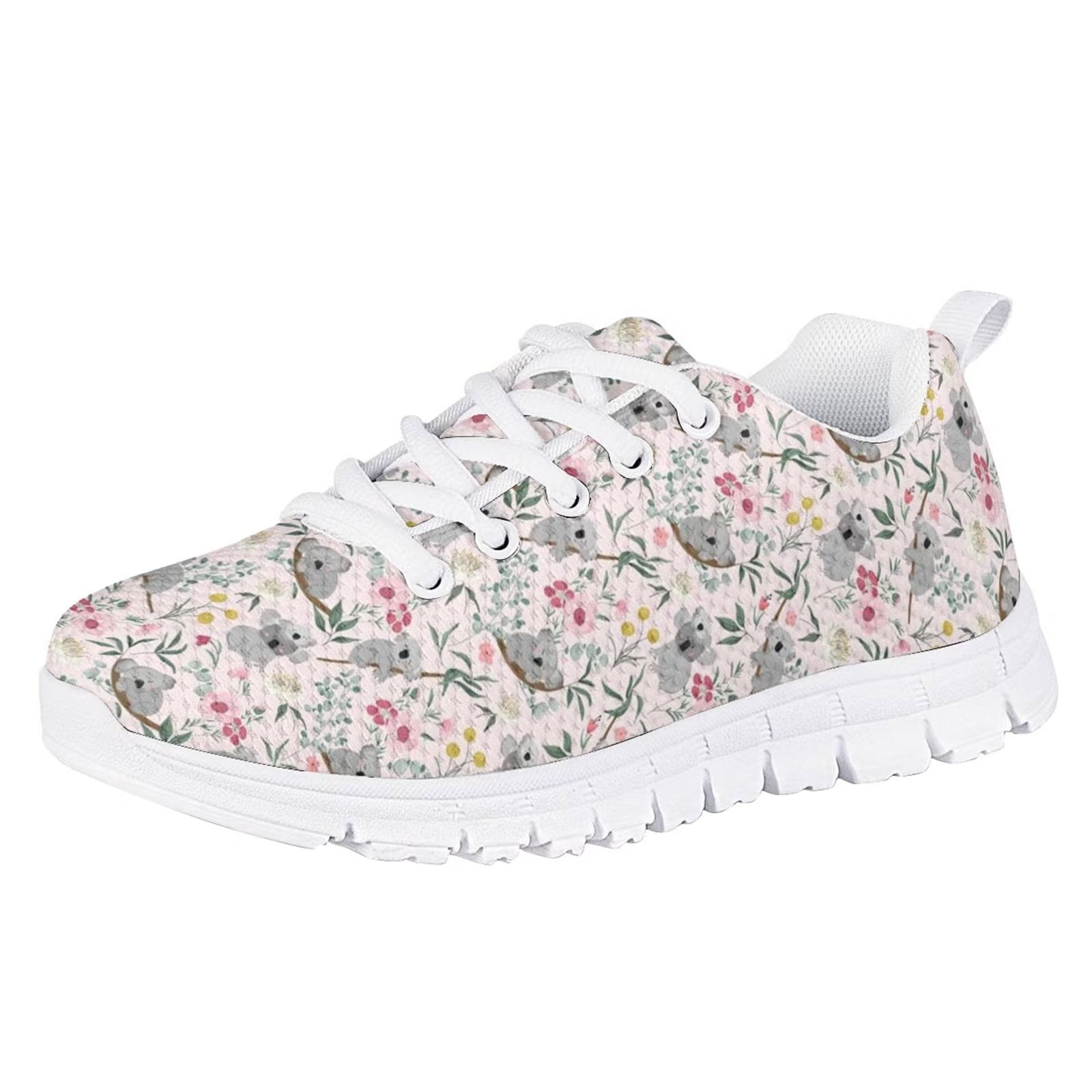 Tennis shoes with store flowers on them