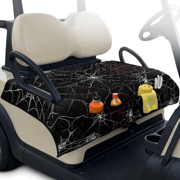 Pzuqiu Golf Cart Accessory with 4 Front Pockets Polyester, Compatible with Outdoor Golf Carts, for EZGO Yamaha Club Car, Spider Web Pattern