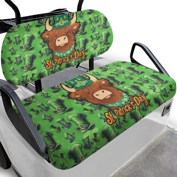 Pzuqiu Golf Cart Backrest Bottom Seat Cover Soft Polyester, Compatible with Outdoor Golf Carts, for Club Car Precedent Ezgo Club Car Cart, St patrick's day