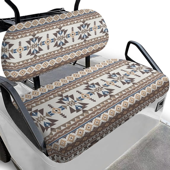 Pzuqiu Golf Cart Cushion Cover and Backrest Cover Portable, Compatible with Vehicle Golf Carts, Golf Cart Front Seat Cover Set Fit for Club Cars Ezgo, Geometric Pattern