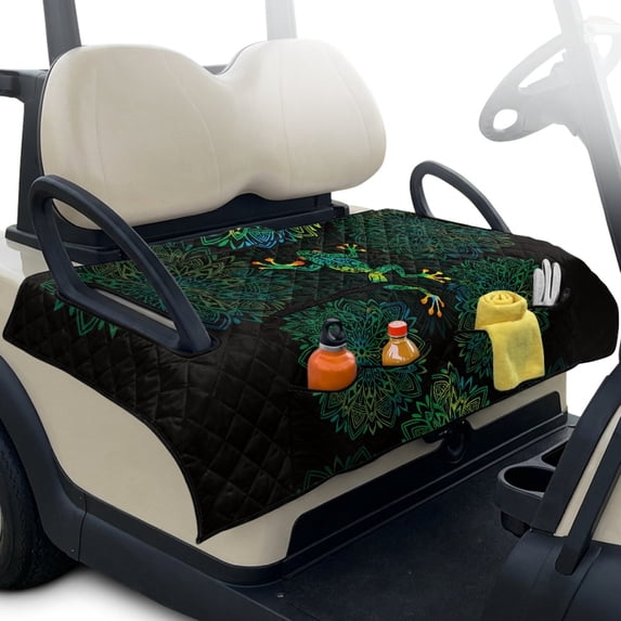 Pzuqiu Golf Cart Seat Cover, Compatible with Outdoor, Suitable for Club Cars Quilted, Frog Mandala
