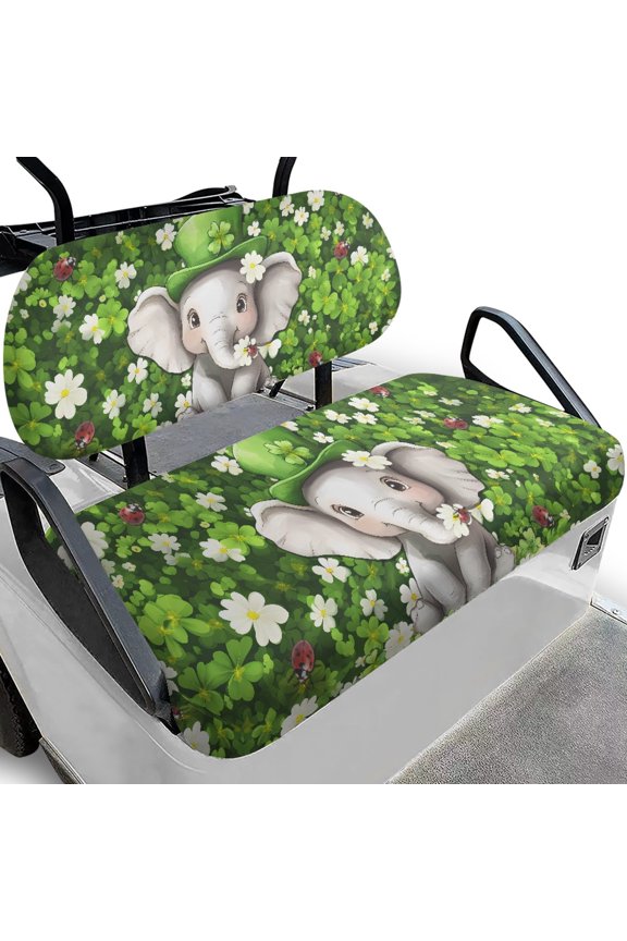 Golf Cart Seat Cover, Compatible with Outdoor, Suitable for Golf Carts Washable, Clover and Elephant Pattern Design