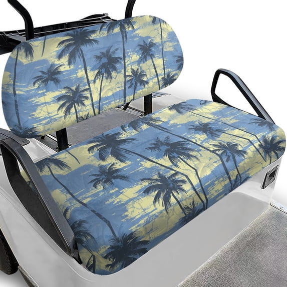 Pzuqiu Golf Cart Seat Cover Easy to Clean Polyester Cloth, Compatible with Outdoor Sports Golf Carts, for Ezgo Club Car Precedent,Tropical Coconut Tree Print