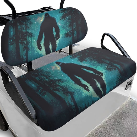 Pzuqiu Golf Cart Seat Covers Comprehensive Polyester Cloth, Compatible with Outdoor Golf Carts, for 2 Person Seats Golf Carts Ezgo, Sasquatch Forest