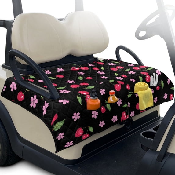 Pzuqiu Golf Cart Seat Covers Easy Carry, Compatible with Outdoor, Quilted Golf Cart Seat Covers Fit for Club Car Yamaha, Cherry Blossom Pattern