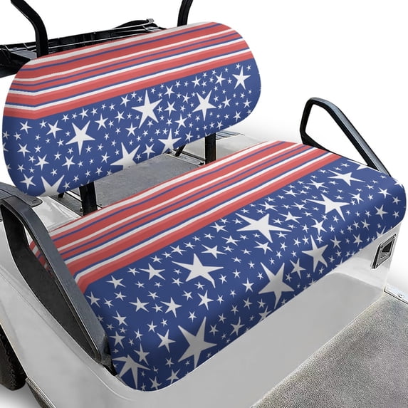 Pzuqiu Golf Cart Seat Covers Easy to Install Polyester, Compatible with Golf Carts Outdoor, for Ezgo Club Cars, Blue Star