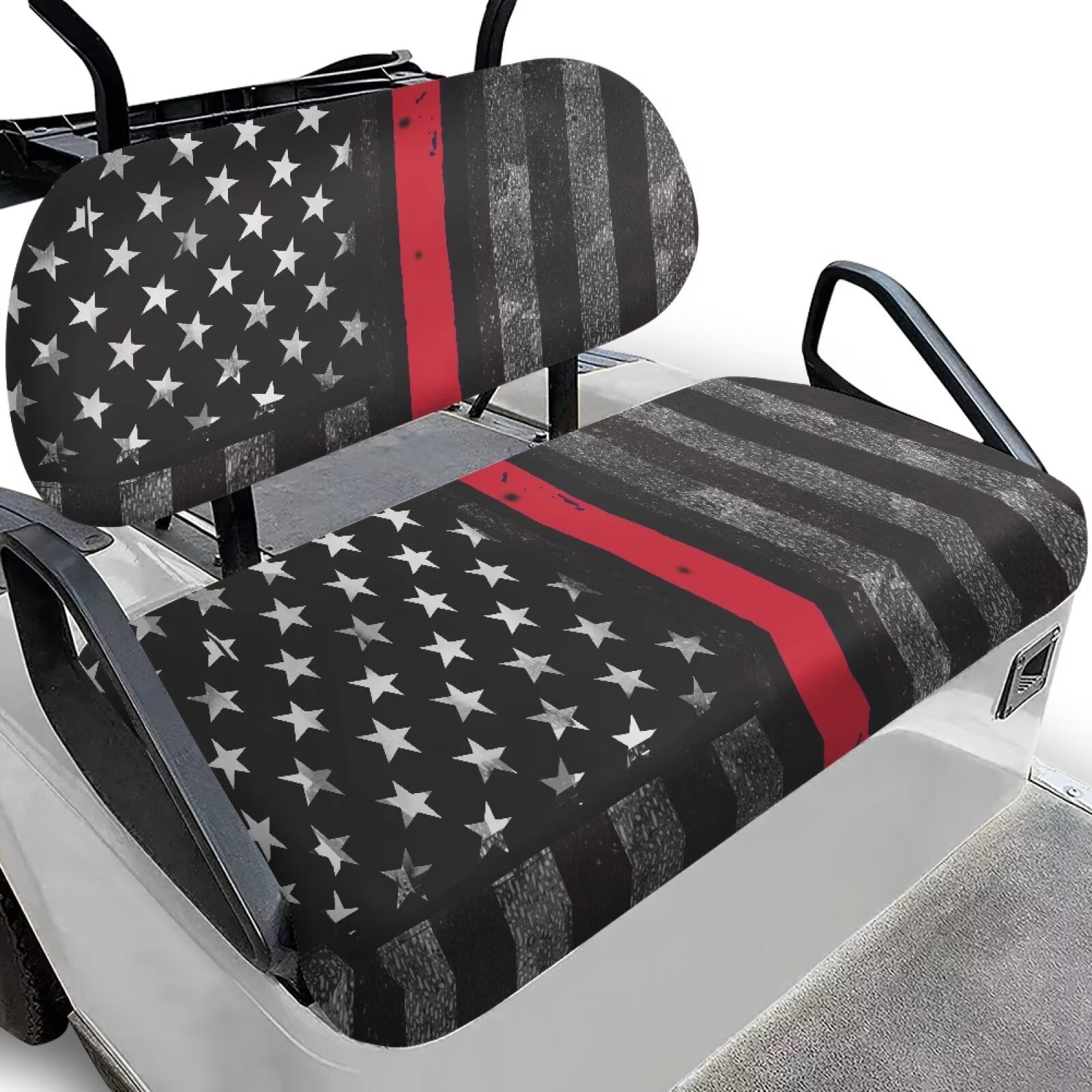 Pzuqiu Golf Cart Seat Covers Golf Cart Front Seat Covers American Firefighter Flag Elastic Portable Easy to Install Golf Blanket Suitable for All Seasons
