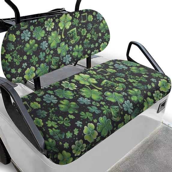 Pzuqiu Golf Cart Seat Covers Washable Polyester Cloth, Compatible with Outdoor Golf Car Seat, for Ezgo Club Car Front Seat Club Car Precedent, Clover Lucky Hat Design