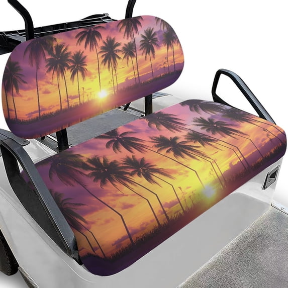 Pzuqiu Golf Cart Seat Covers Washable, for Outdoor, Golf Cart Seat Covers and Backrest Cover, Compatible with Club Car Precedent Ezgo, Palm Sunset