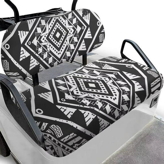Pzuqiu Golf Cart Towel Seat Covers Universal Club Car Seat Covers Polynesian Pattern Comfortable Breathable Easy to Install Golf Cart Accessories for More 2-Seat Golf Carts