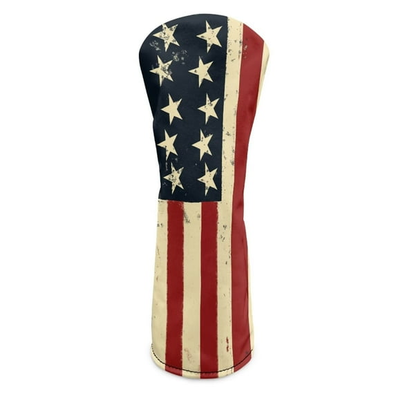 Pzuqiu Golf Club Covers Universal Portable Golf Driver Head Covers Protect Against Scratches and Damage for Woods and Driver Fairway Hybrids Women Men, Vintage American Flag