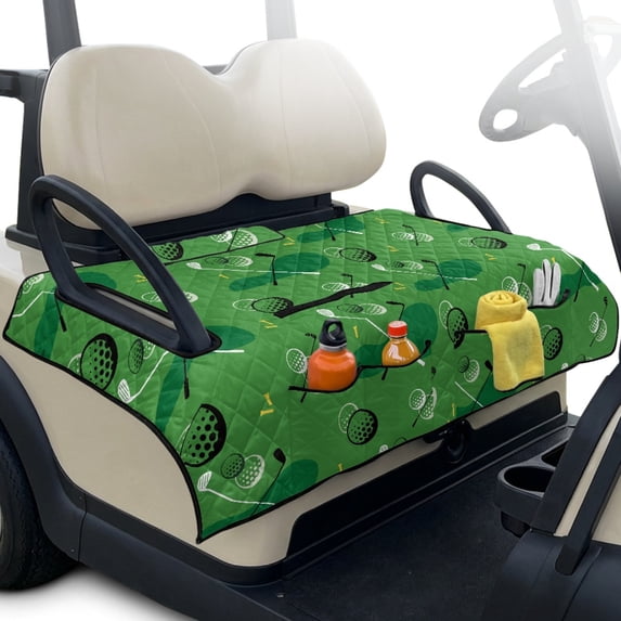 Pzuqiu Golf Equipment Pattern Golf Cart Seat Covers Portable, for Outdoor, Foldable Golf Cart Seat Cover, Compatible with Yamaha Club Car