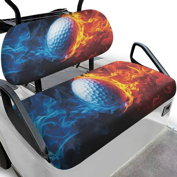 Pzuqiu Golf Seat Covers for Cart Breathable Golf Cart Front Seat Covers Universal EZGO TXT Golf Cart Seat Covers Machine Washable Easy Installation, Golf Ball Pattern