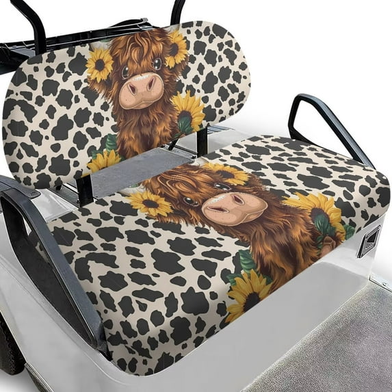 Pzuqiu Golf Seat Covers for Cart Travel Sports Cart Seat Cushion Accessories Golf Cart Towel Seat Covers Protect Your Golf Car Seat for EZGO TXT RXV Club Car DS, Highland Cow Print