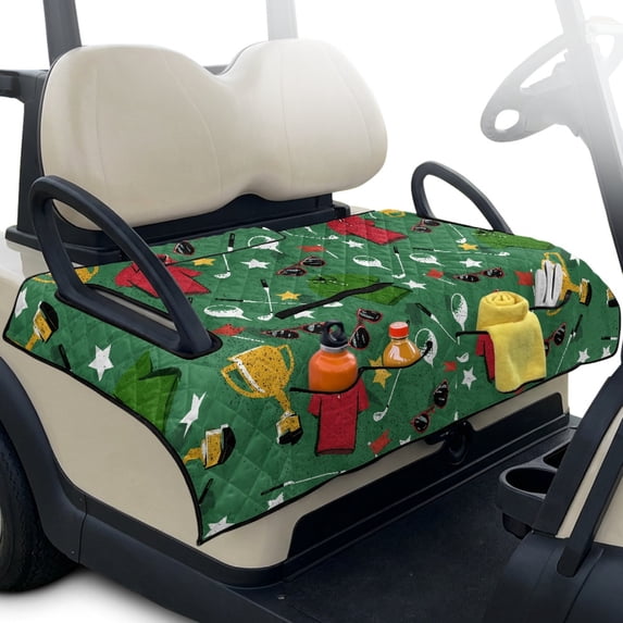 Pzuqiu Golf Themed Pattern Golf Cart Seat Covers Soft, Foldable, Suitable for Golf Carts, Fit for Yamaha EZGO