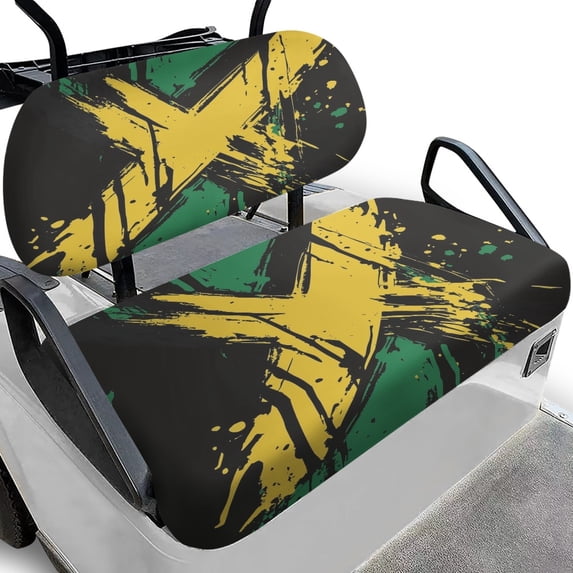 Pzuqiu Golfcart Accessories, Compatible with Outdoor Golf Car, Golf Cart Backrest Bottom Seat Cover Suitable for Ezgo Club Car Precedent Seat Breathable, Jamaican Flag