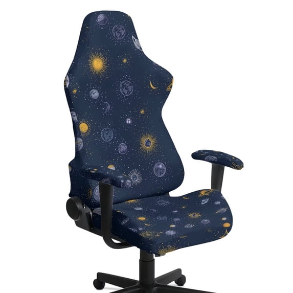 Pzuqiu Gothic Sun Gaming Chair Cover Fashion 4 Pack Racing Computer Chair Slipcover Set Elastic Non-Slip Office Chairs Protector for Home, Shop, Office