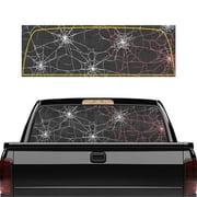 Pzuqiu Gradient Spider Web Truck Rear Window Decal 66.9 x 22.4 Inches, Perforated Vinyl Pickup Window Sticker, Wear Resistant for Most Pickup Trucks