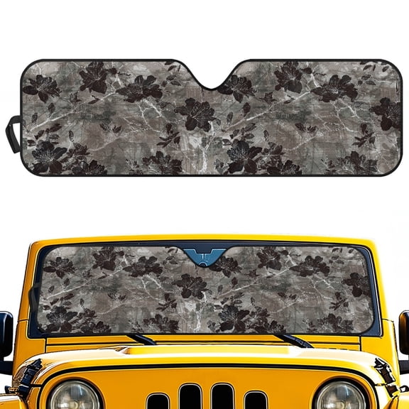 Pzuqiu Gray Stone Texture Foldable Windshield Sun Shade for Vehicle Auto Outdoor, Keep Car Interior Cooler Wear Resistant Windshield Sun Shield