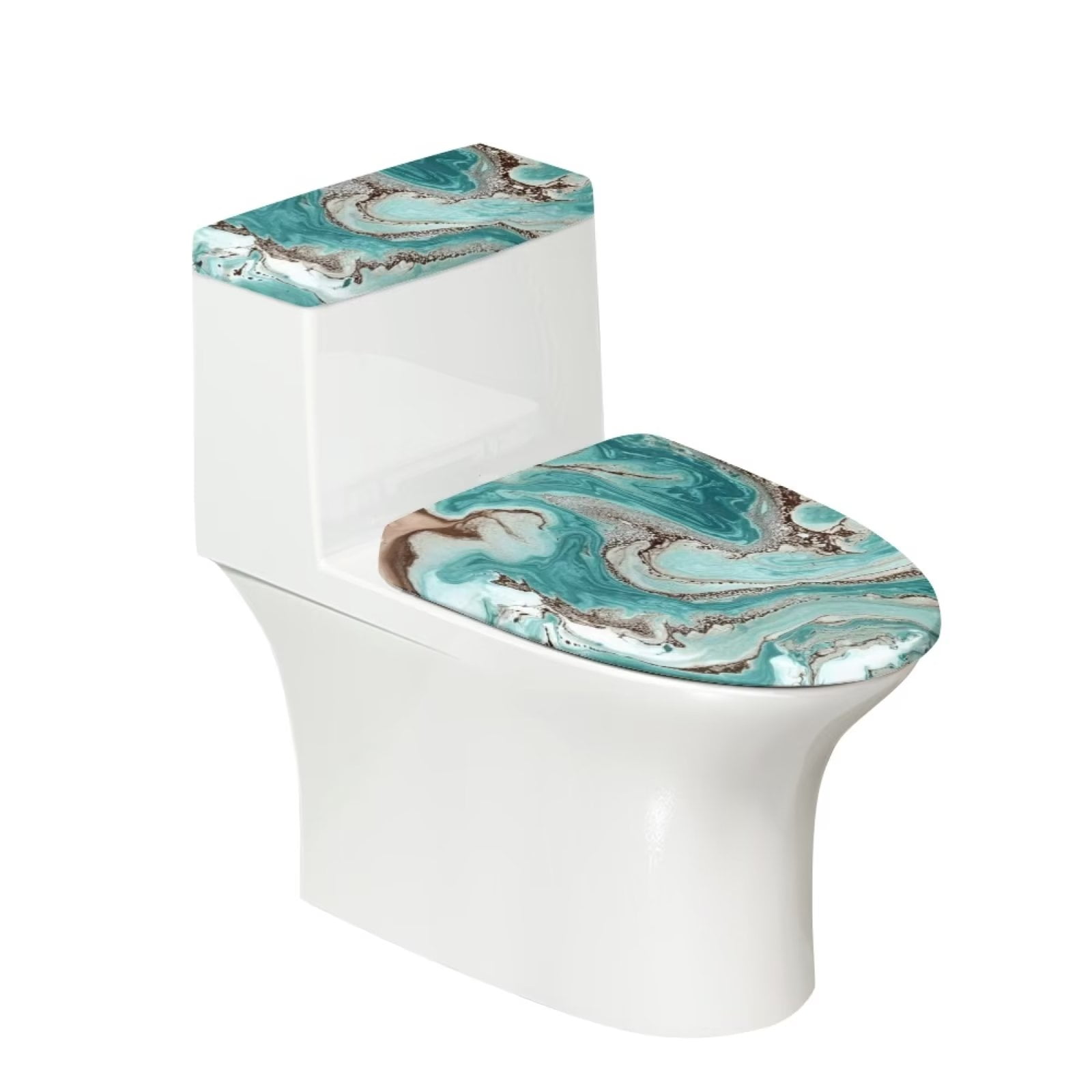 Pzuqiu Green Marble Print Toilet Tank Lid Covers for Bathroom Universal